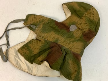 WWII GERMAN MILITARY SUMPFTARN PATTERN CAMOUFLAGE REVERSIBLE HOOD