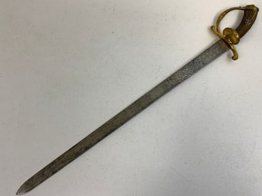 ANTIQUE GERMAN HUNTING DAGGER SHORT SWORD HIRSCHFANGER WITH ENGRAVED BLADE