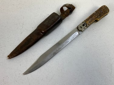 VINTAGE GERMAN ED WUSTHOF STAG FOLDING BOWIE KNIFE SOLINGEN GERMANY RARE
