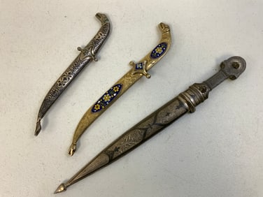 RUSSIAN CAUCASIAN DECORATED KINJAL DAGGERS LOT