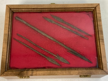 MEDIEVAL HUNTING FISHING IRON SPEAR AND ARROW HEADS