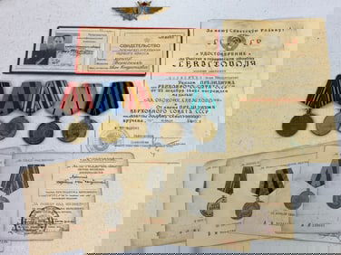 USSR WWII VETERAN DOCUMENTED PERSONAL AWARD GROUP