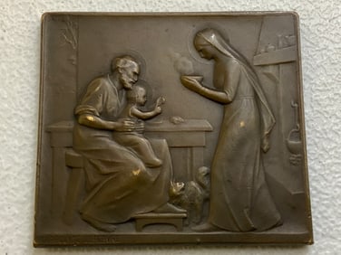 FRANCE ANTIQUE BRONZE TABLE MEDAL HIPPOLYTE LEFEBVRE