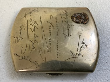 ANTIQUE WWI AUSTRO HUNGARIAN EMPIRE MEDICAL OFFICERS ENGRAVED RED CROSS ALPACCA SIGARETTE CASE