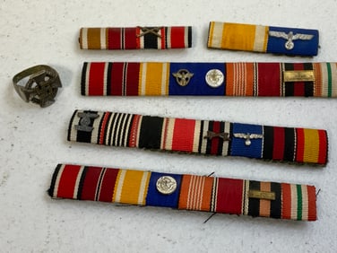 GERMANY THIRD REICH AWARD MEDAL BARS AND A RING