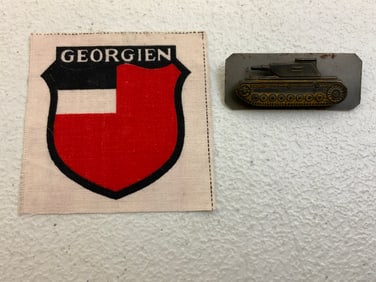 WWII GERMANY TANK DESTRUCTION BADGE AND GEORGIAN VOLUNTEER PATCH