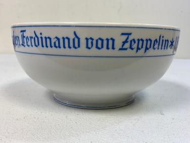 GERMANY THIRD REICH FERDINAND VON ZEPPELIN 1838-1938 COMMEMORATIVE PORCELAIN BOWL