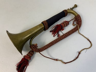 ANTIQUE 1899 FRENCH MILITARY BRASS TRUMPET