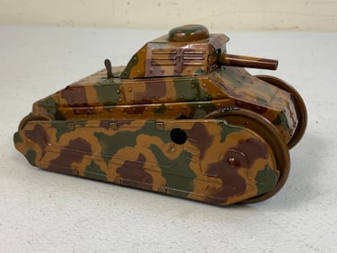 VINTAGE METAL WWI TANK CAMOUFLAGE PAINTED