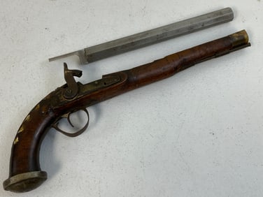ANTIQUE GUN STOCK WITH CAP LOCK AND .45 CAL BLACK POWDER BARREL