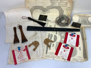 VINTAGE CELLO MAKING AND REPAIR PARTS AND TOOLS