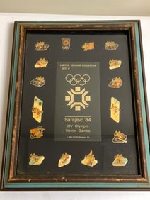 SARAJEVO '84 WINTER OLYMPIC GAMES PIS SET COLLECTION FRAMED