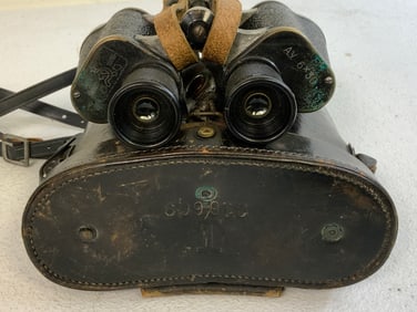 USSR WWII 6X30 MILITARY BINOCULARS WITH LEATHER CASE 1935 DATED