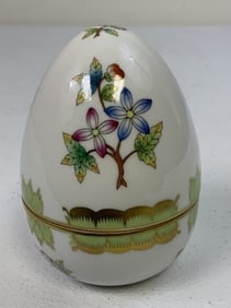VINTAGE HUNGARIAN HEREND PORCELAIN "BUTTERFLY" 4.5" EGG