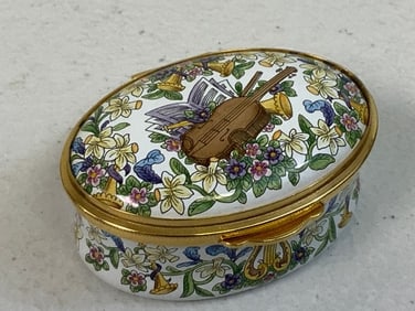 ENGLAND STAFFORDSHIRE ENAMELS MUSIC BOX