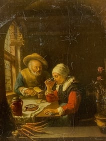 VINTAGE ITALIAN ARTWORK PAINTING PRINT ON BOARD