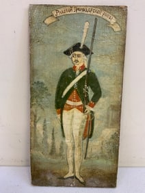 RUSSIA OIL ON WOOD IMPERIAL RUSSIAN 18TH CENTURY GRENADIER SOLDIER