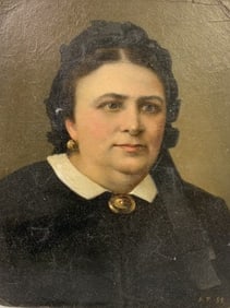 IMPERIAL RUSSIA 19th CENTURY ANTIQUE OIL ON BOARD PAINTING OF A WOMAN