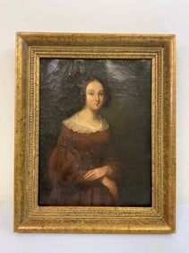 IMPERIAL RUSSIA 19th CENTURY ANTIQUE OIL ON CANVAS PAINTING OF A NOBLE WOMAN