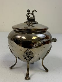 VINTAGE GERMAN 800 SILVER DECORATED BOWL WITH LID