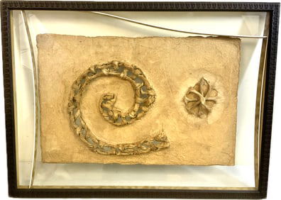 ANTIQUE ASIANPRESSED FIBERS ARTWORK "SPIRAL OF LIFE"