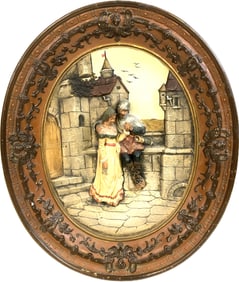 VINTAGE EUROPEAN WALL DECORATING PORCELAIN CLAY WALL ART