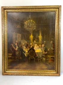 AT THE TABLE OF FREDERIC THE GREAT VINTAGE FRAMED ARTWORK