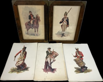 US MILITARY UNIFORMS VINTAGE PRINTS 2 FRAMED