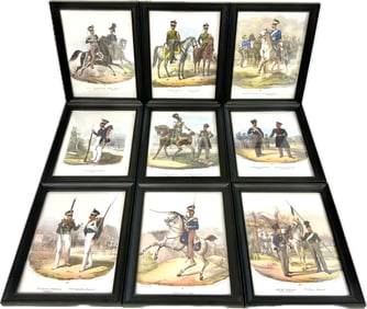 NAPOLEONIC WARS MILITARY UNIFORMS COLOR PRINTS FRAMED