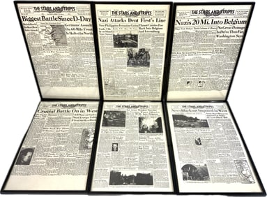 THE STARS AND STRIPES 1944 LOT OF 6 FRAMED