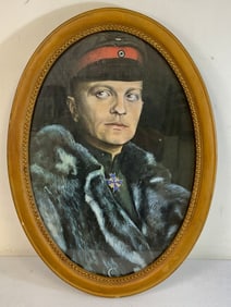 LARGE FRAMED PORTRAIT OF MANFRED VON RICHTHOFEN RED BARON