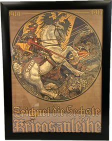 GERMAN WWI COLOR POSTER FRAMED