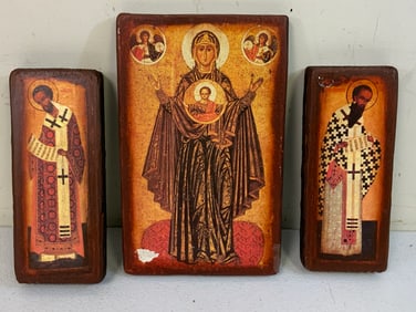 LOT OF 3 EASTERN ORTHODOX ICONS ON WOOD