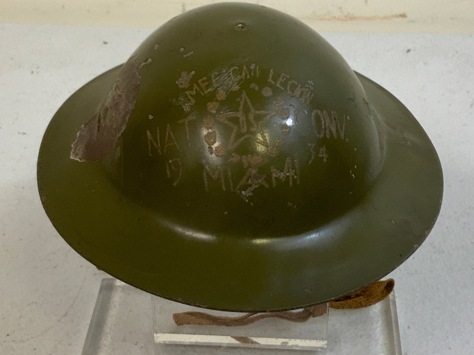 USA AMERICAN LEGION NATIONAL CONVENTION MIAMI 1934 MINIATURE HELMET: USA AMERICAN LEGION NATIONAL CONVENTION MIAMI 1934 MINIATURE HELMET.RARE.