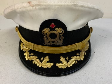 RARE US NAVY MEDICAL CORPS HIGH RANKING OFFICER VISOR HAT