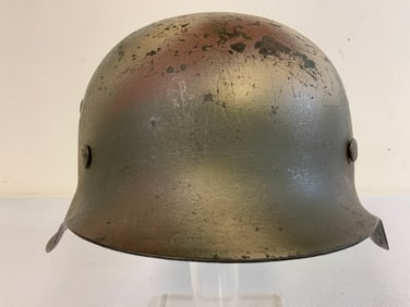 WWII GERMAN M42 COMBAT NORMANDY CAMO PAINTED HELMET