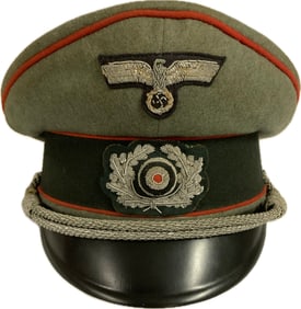 WWII GERMAN ARTILLERY OFFICER VISOR CAP HAT
