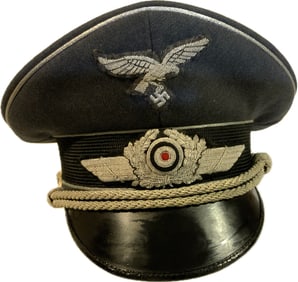 WWII GERMAN LUFTWAFFE OFFICER VISOR CAP HAT
