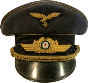 WWII GERMAN LUFTWAFFE GENERAL VISOR CAP HAT