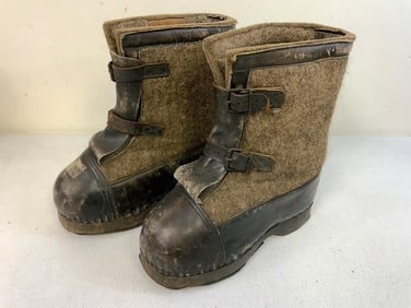 WWII GERMAN MILITARY COLD WEATHER SENTRY BOOTS MATCHED PAIR