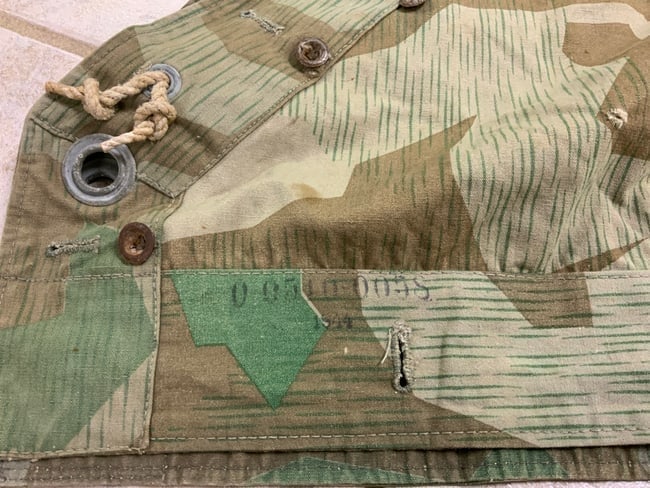 WWII GERMAN MILITARY SPLINTER CAMMO ZELTBAHN 1944 DATED: WWII GERMAN MILITARY SPLINTER CAMMO ZELTBAHN 1944 DATED . VERY NICE USED CONDITION ZELTBAHN . INK STAMPED AND DATED 1944.