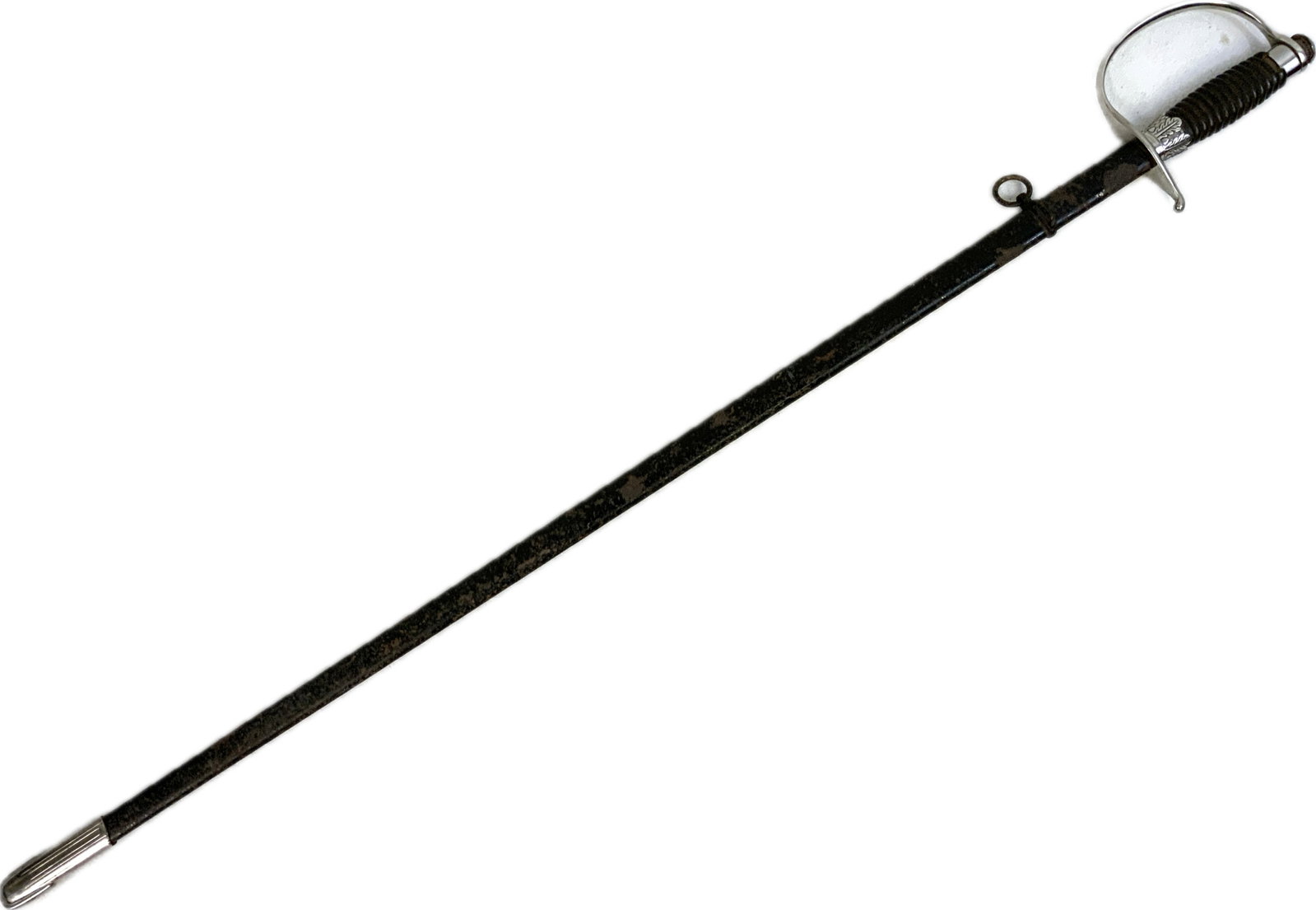 WWII GERMAN SS NCO DRESS SWORD: WWII GERMAN SS NCO DRESS SWORD. VERY LATE WAR MADE FROM OFFICER AND NCO PARTS.UNMARKED BLADE. 38" LONG WITH 32" LONG BLADE.