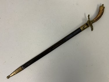 ANTIQUE GERMAN HUNTING DAGGER SHORT SWORD HIRSCHFANGER WITH ETCHED BLADE