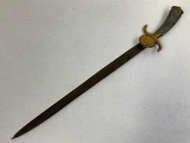 ANTIQUE GERMAN HUNTING DAGGER SHORT SWORD HIRSCHFANGER