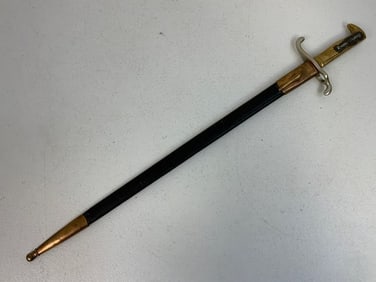 ANTIQUE IMPERIAL GERMAN 1871 MODEL LONG DRESS BAYONET WITH ETCHED BLADE