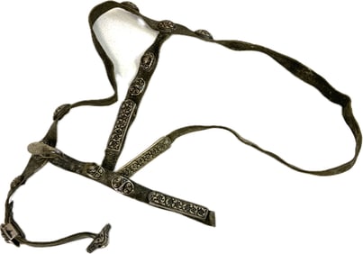 ANTIQUE IMPERIAL RUSSIAN COSSACK SILVER DECORATED BELT