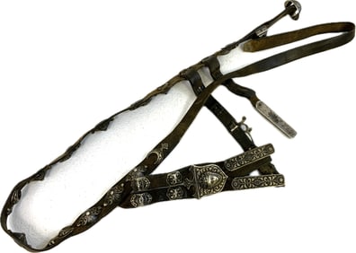 ANTIQUE IMPERIAL RUSSIAN COSSACK SILVER DECORATED BELT