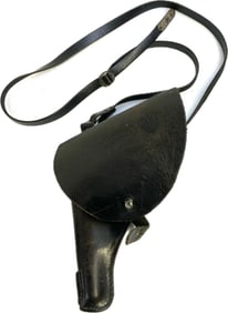 ANTIQUE RUSSIAN COSSACK NAGANT REVOLVER HOLSTER WITH SILVER DECORATED STRAP