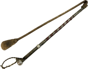 ANTIQUE RUSSIAN CAUCASIAN / CIRCASSIAN SILVER AND NIELLO RIDING HORSE WHIP - NAGAIKA .