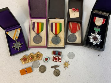 JAPAN LOT OF JAPANESE MEDALS BADGES AND COINS